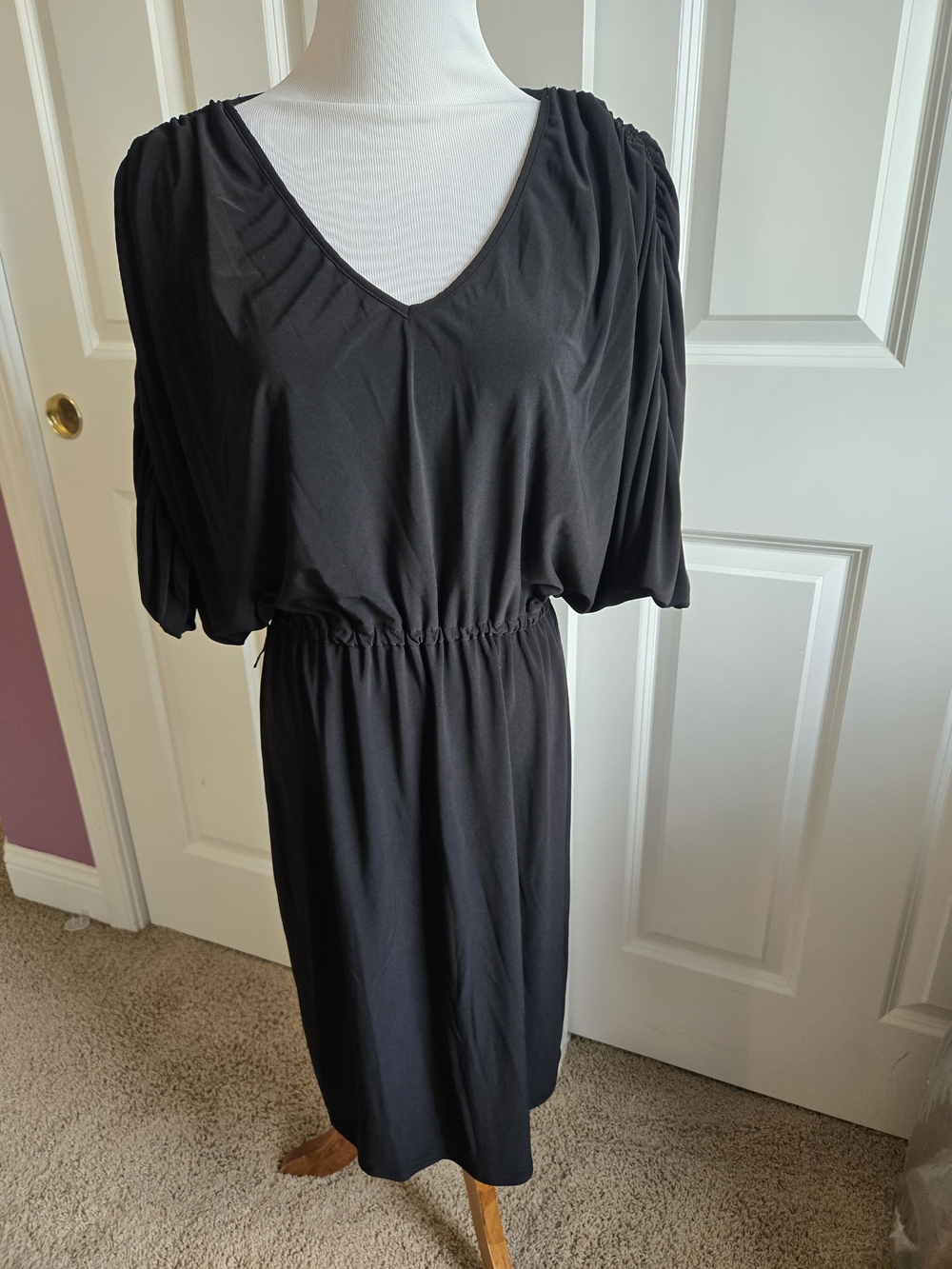 Ralph Lauren Black V-Neck Midi Dress - 8